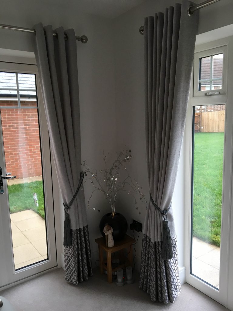 Full length curtains with tie backs